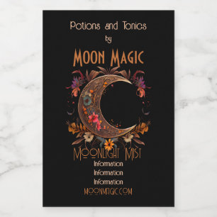 Creëer Uw Eigen Gouden Bloem Boho Moon Wijn Etiket