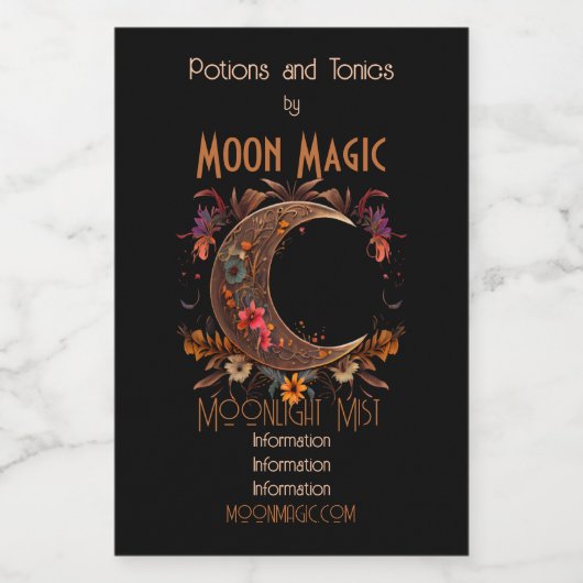 Creëer Uw Eigen Gouden Bloem Boho Moon Wijn Etiket (Enkel label)
