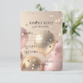 Creëer uw eigen gouden en roze ballonnen RSVP kaartje (Staand voorkant)