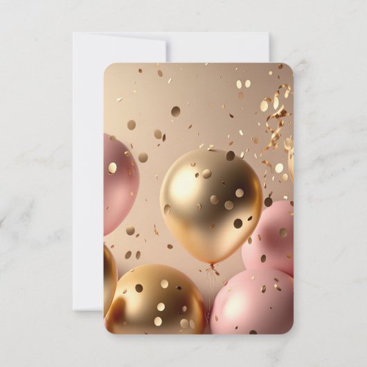 Creëer uw eigen gouden en roze ballonnen RSVP kaartje (Achterkant)