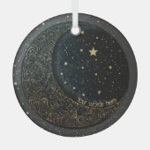 Creëer Uw Eigen Gouden Filigraan Maan Celestial Glas Ornament (Voorkant)