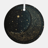 Creëer Uw Eigen Gouden Filigraan Maan Celestial Glas Ornament (Achterkant)