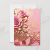 Creëer uw eigen gouden glitter en roze papieren bl RSVP kaartje (Achterkant)