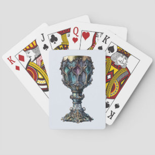 Creëer Uw eigen gouden omrande blauwe kelk Pokerkaarten