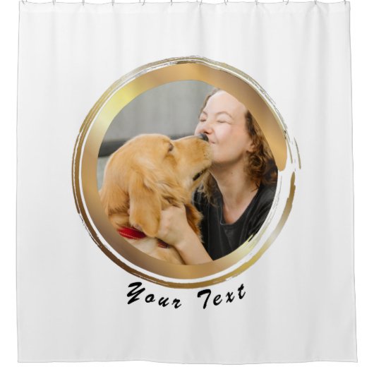 Creëer Uw eigen gouden rondcirkelfoto Douchegordijn (Voorkant)