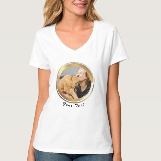 Creëer Uw eigen gouden ronde hond Foto T-shirt (Voorkant)