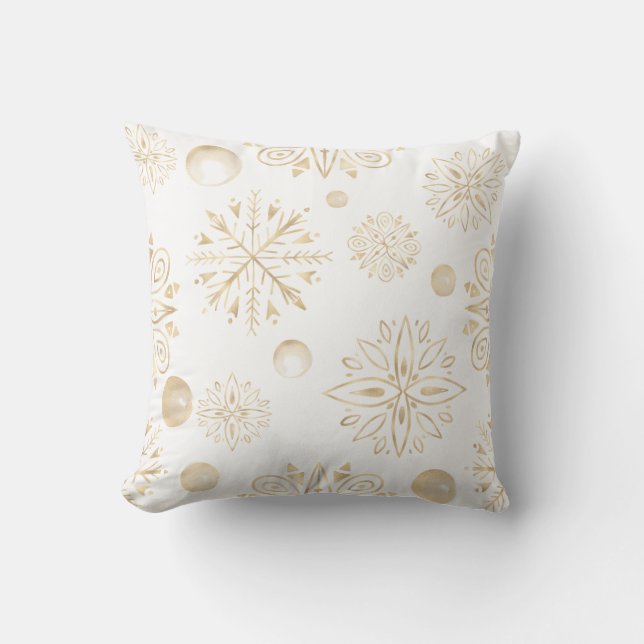 Creëer Uw Eigen Gouden Sneeuwvlokken & Bessen Kussen (Voorkant)