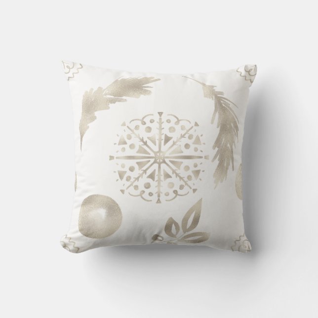 Creëer Uw Eigen Gouden Sneeuwvlokken & Veren Kussen (Voorkant)