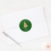 Creëer Uw eigen goudglitter-kerstboom Groen Ronde Sticker (Envelop)