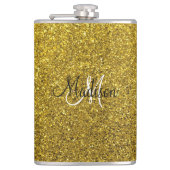 Creëer Uw eigen goudglitter-monogram Heupfles (Voorkant)