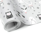 Creëer uw eigen grijs en wit bos dieren cadeaupapier (Rol Hoek)