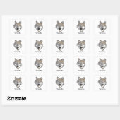 Creëer Uw eigen grijze wolf Classic Square Sticker (Vel)
