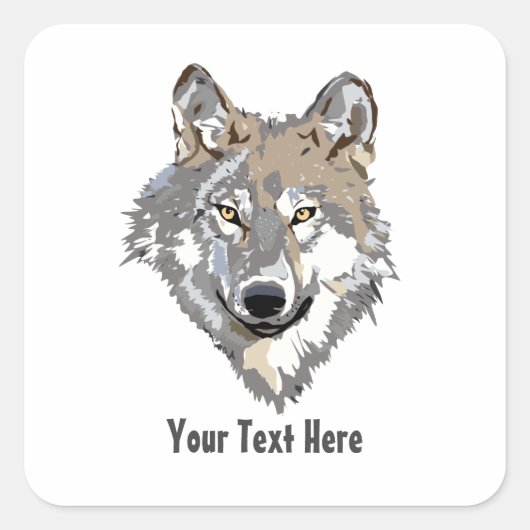 Creëer Uw eigen grijze wolf Classic Square Sticker (Voorkant)