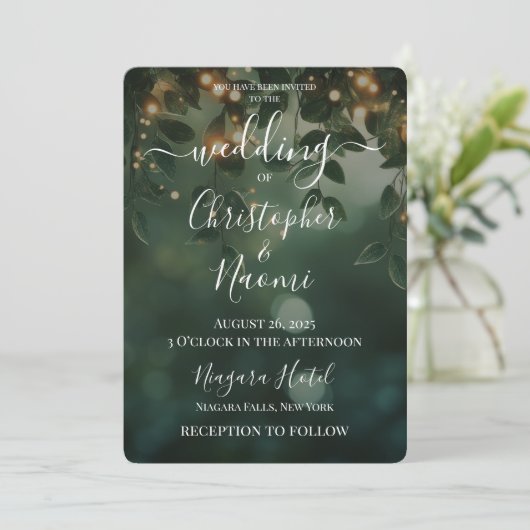 Creëer uw eigen groene bladeren en lichten kaart (Staand voorkant)