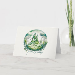 Creëer Uw eigen groene fantasy kasteellandschap Feestdagen Kaart