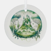 Creëer Uw eigen groene fantasy kasteellandschap Glas Ornament (Achterkant)
