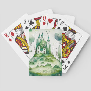 Creëer Uw eigen groene fantasy kasteellandschap Pokerkaarten
