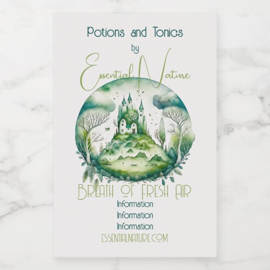 Creëer Uw eigen groene fantasy kasteellandschap Wijn Etiket (Enkel label)