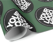 Creëer uw eigen groene Herhalende Logo Achtergrond Cadeaupapier (Rol Hoek)