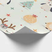 Creëer uw eigen groene Kawaii kerstdieren Cadeaupapier (Hoek)