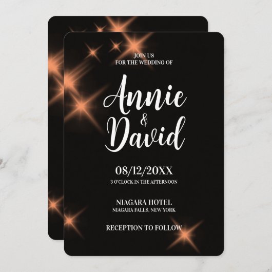 Creëer uw eigen grote Oranje Sparkles bruiloft Kaart (Voorkant / Achterkant)