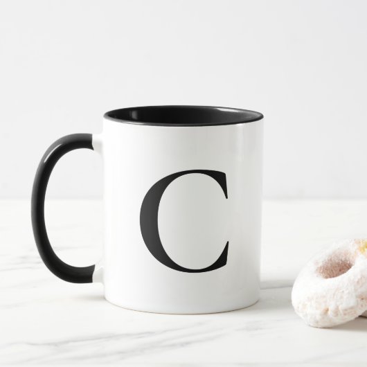 Creëer Uw Eigen Grote Zwarte Monogram Mok (Met donut)