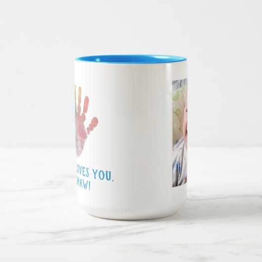 Creëer Uw Eigen Handdruk voor Oma Tweekleurige Koffiemok (Center)