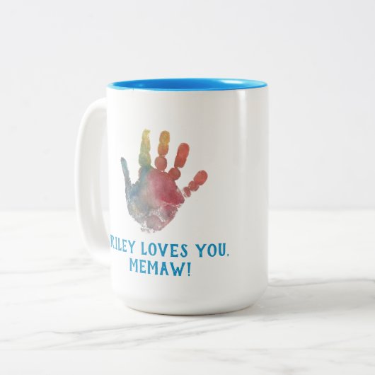 Creëer Uw Eigen Handdruk voor Oma Tweekleurige Koffiemok (Voorkant links)