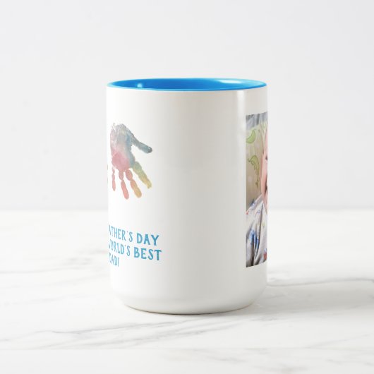 Creëer Uw Eigen Handdruk voor Vaderdag Tweekleurige Koffiemok (Center)