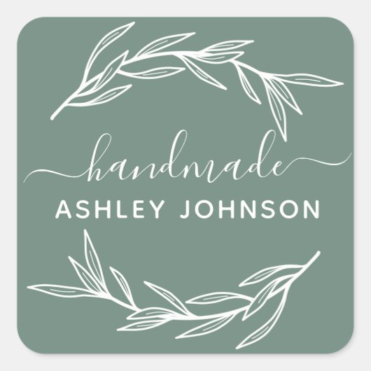 Creëer Uw eigen handgemaakte Laurel Leaves Vierkante Sticker (Voorkant)