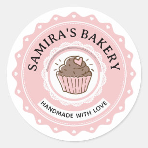 Creëer uw eigen handgemaakte met liefde bakkerij b ronde sticker