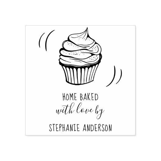 Creëer Uw eigen handgetekende Cupcake Home Bked Wo Rubberstempel (Afrduk)