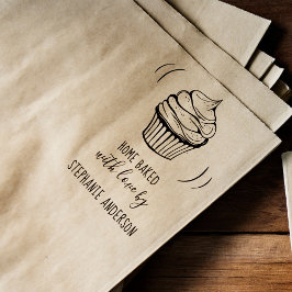 Creëer Uw eigen handgetekende Cupcake Home Bked Wo Rubberstempel