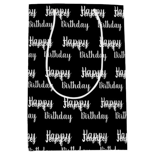 Creëer Uw eigen Happy Birthday-naam Medium Cadeauzakje (Voorkant)