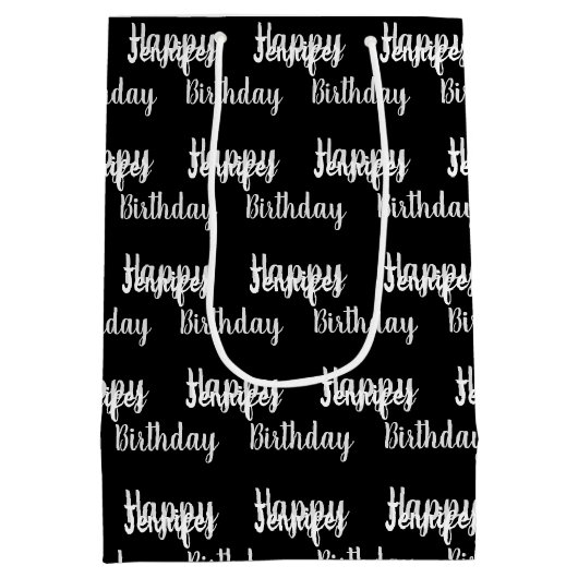 Creëer Uw eigen Happy Birthday-naam Medium Cadeauzakje (Achterkant)