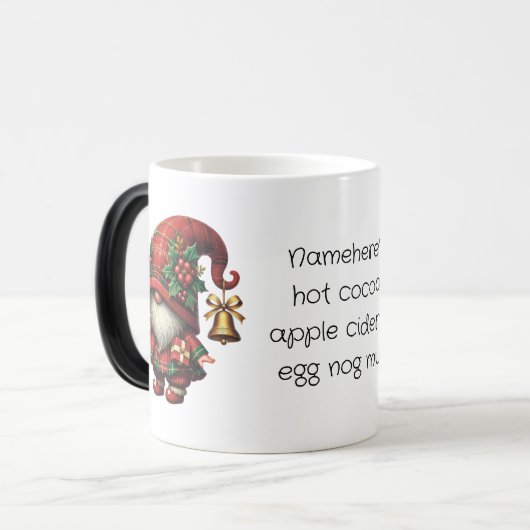 Creëer uw eigen Happy Christmas Plaid Gnome Magische Mok (Voorkant links)