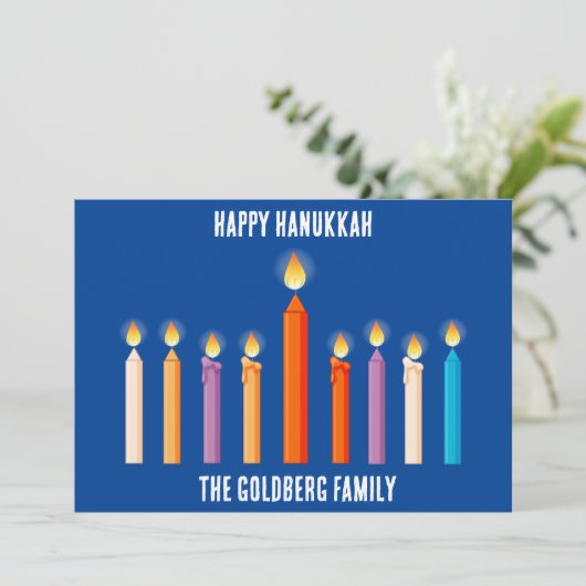 Creëer Uw eigen Happy Hanukkah-kaart Bedankkaart (Staand voorkant)