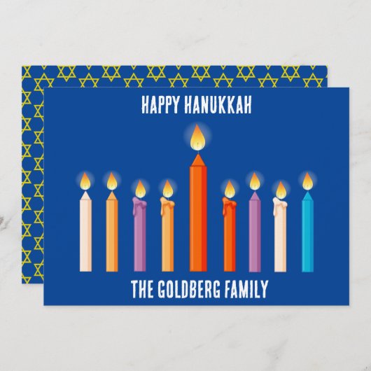 Creëer Uw eigen Happy Hanukkah-kaart Bedankkaart (Voorkant / Achterkant)