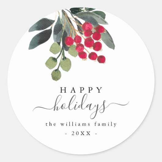 Creëer Uw eigen Happy Holiday Script Round Sticker (Voorkant)