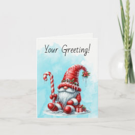 Creëer Uw eigen Happy Peppermint Christmas Gnome Feestdagen Kaart