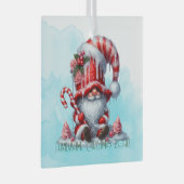 Creëer Uw eigen Happy Peppermint Christmas Gnome Glas Ornament (Voorkant Rechts)