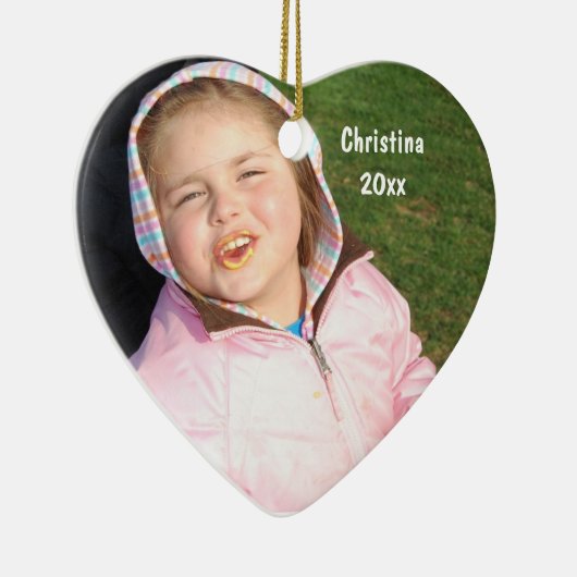 Creëer uw eigen hartfoto keepaardje met tekst keramisch ornament (Rechts)