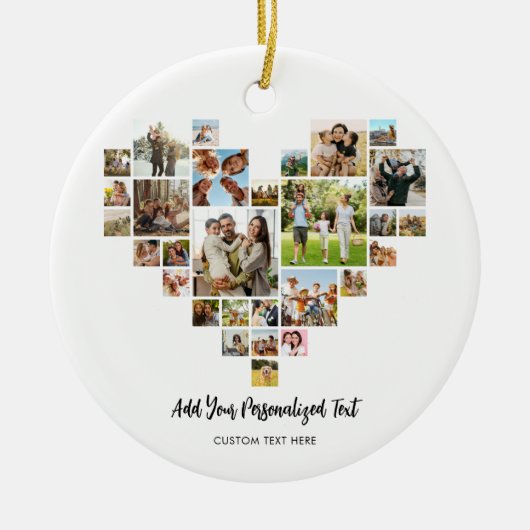 Creëer uw eigen hartvormige fotocollage keramisch ornament (Voorkant)