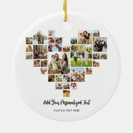 Creëer uw eigen hartvormige fotocollage keramisch ornament (Achterkant)