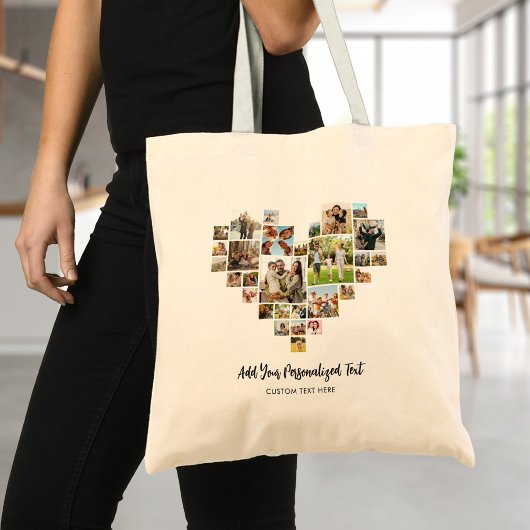 Creëer uw eigen hartvormige fotocollage tote bag