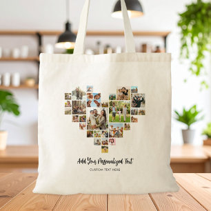Creëer uw eigen hartvormige fotocollage tote bag