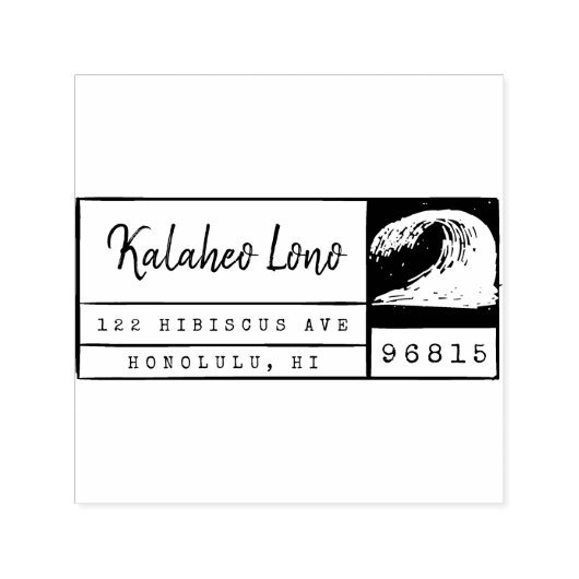 Creëer Uw eigen Hawaiian Surf Wave retouradres Zelfinktende Stempel (Design)