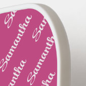Creëer Uw Eigen Heet Roze Naam Tegelend Pickleball Paddle (Links Detail)