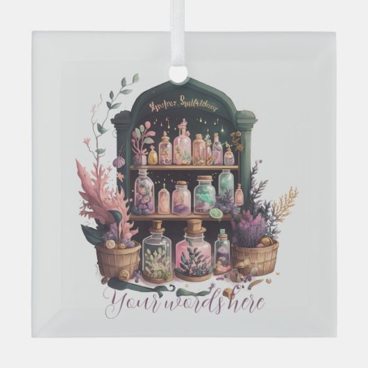 Creëer uw eigen heks kruiden apotheker glas ornament (Voorkant)