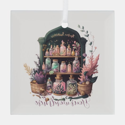 Creëer uw eigen heks kruiden apotheker glas ornament (Achterkant)